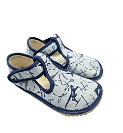 Детски barefoot пантофи BEDA BFN 170020/W - самолети