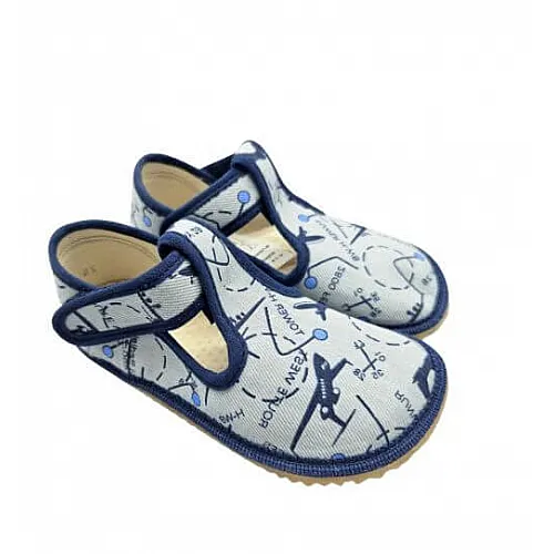 Детски barefoot пантофи BEDA BFN 170020/W - самолети Детски barefoot пантофи BEDA BFN 170020/W - самолети