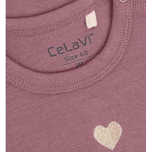 CeLaVi Боди с дълъг ръкав от мериносова вълна – Solid Grape Shake Melange