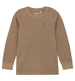 CeLaVi плътна блуза с дълъг ръкав, мерино - woodsmoke