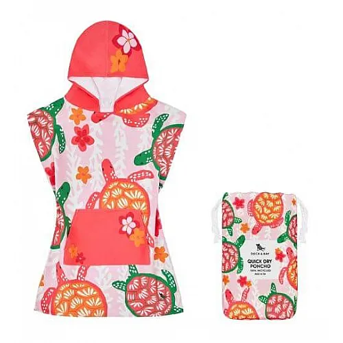 Dock and Bay - Бързосъхнещо детско пончо - Turtley Tropical