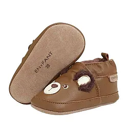 En fant кожени пантофи  мече - кафяви