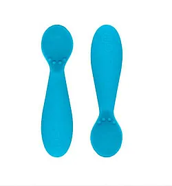 Ezpz: 2бр. обучителни силиконови лъжици създадени от педиатър специалист по храненето за 4 + месеца Tiny Spoon Blue 