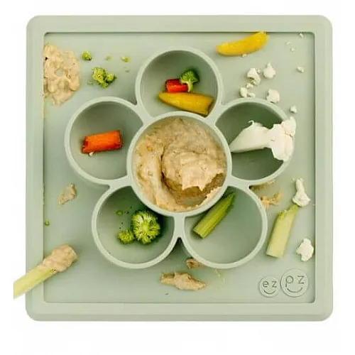 EZPZ: 2 в 1 силиконова чинийка за храна и игра с вакуумна подложка - Mini Play Mat Sage
