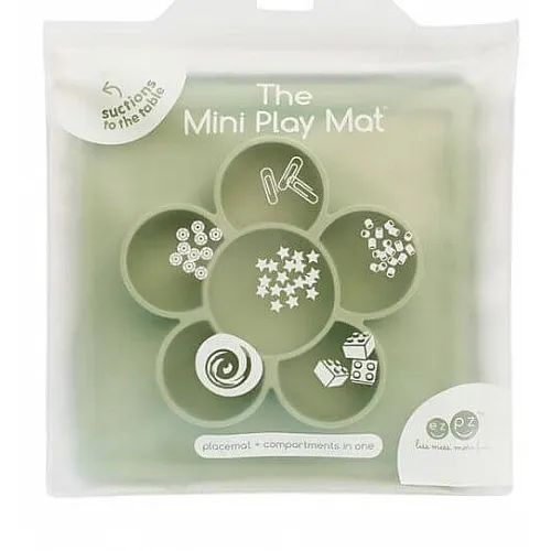 EZPZ: 2 в 1 силиконова чинийка за храна и игра с вакуумна подложка - Mini Play Mat Sage