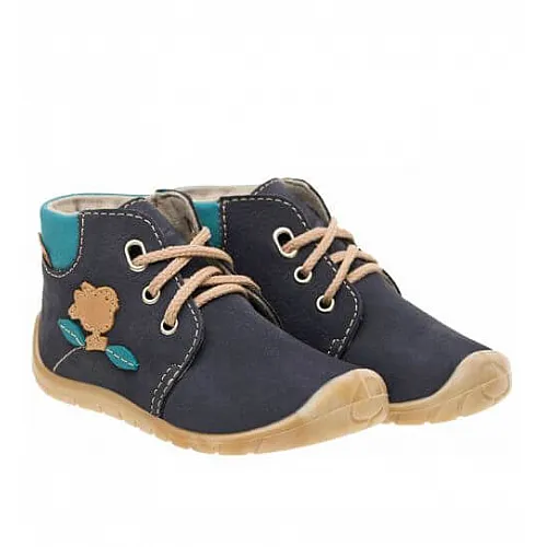 Fare Bare детски боси обувки за прохождане, птиче в тъмно синьо