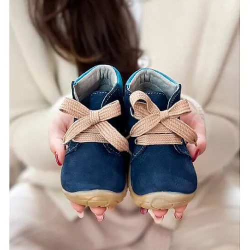 Fare Bare детски боси обувки за прохождане, птиче в тъмно синьо