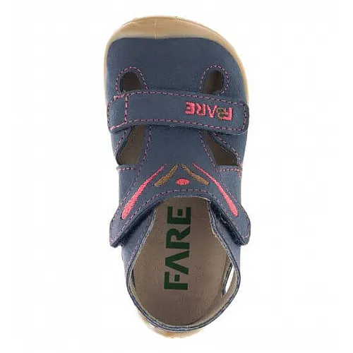 Fare Bare, детски боси сандали за прохождане, тъмно синьо с розово 