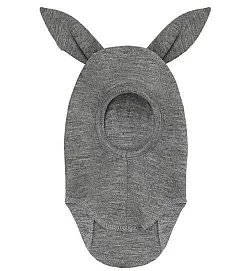 HUTTEliHUT  Шапка бaлаклава от мериносова вълна със заешки уши, Grey Melange
