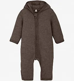 Huttelihut Вълнен мерино гащеризон - кафяв меланж, мече