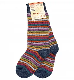 Плюшени вълнени чорапи, Hirsch Natur, - синя дъга