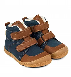 Детски боси боти Koel4kids Kasi Wool Navy/Brown с вълна