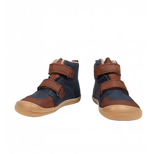 Детски боси боти Koel4kids Karo Tex Felt Navy-Brown, с вълна