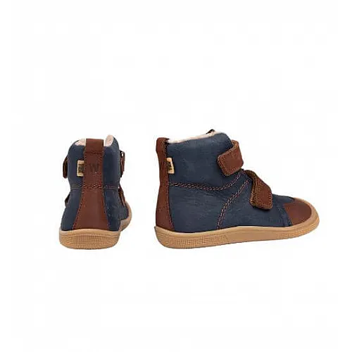 Детски боси боти Koel4kids Karo Tex Felt Navy-Brown, с вълна