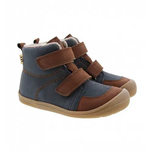 Детски боси боти Koel4kids Karo Tex Felt Navy-Brown, с вълна