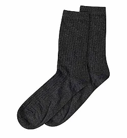 MP DENMARK тънки чорапи рипс, вълна - Тъмно сив меланж