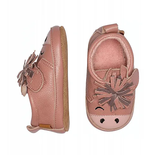 MELTON кожени пантофи с конче - розови