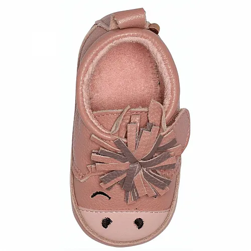 MELTON кожени пантофи с конче - розови