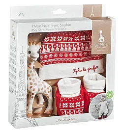 Жирафчето Софи - Коледен сет с шапка и буйки