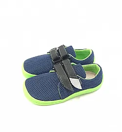 Детски боси обувки Beda mesh - Синьо/Лайм