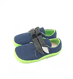 Детски боси обувки Beda mesh - Синьо/Лайм