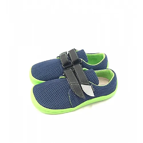 Детски боси обувки Beda mesh - Синьо/Лайм